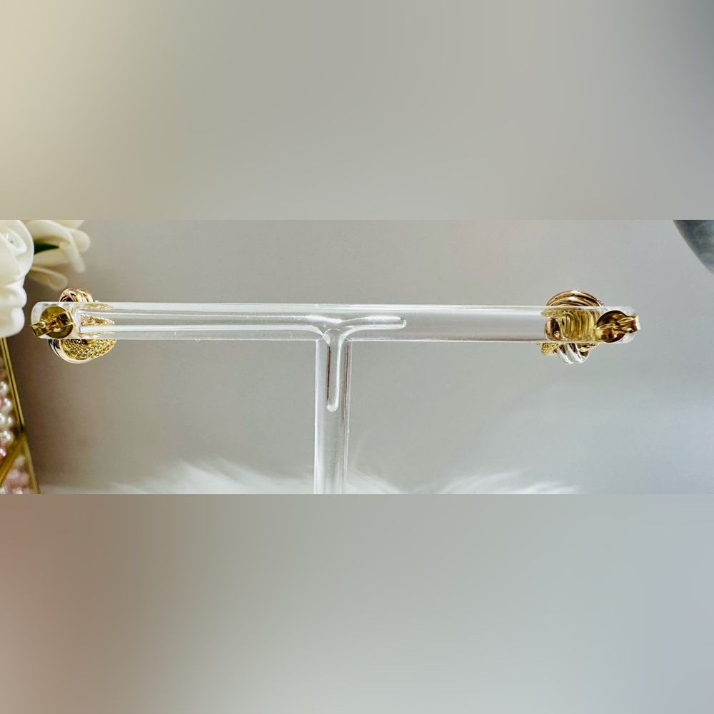 Tricolor Knot Earrings. 💛 Real 18(18k) Karat Solid Gold Jewelry - Picture 6 of 14